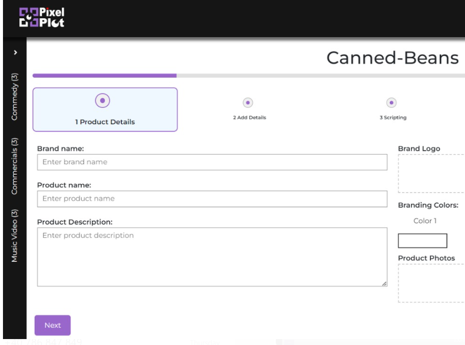 AI script and storyboard generator screen1